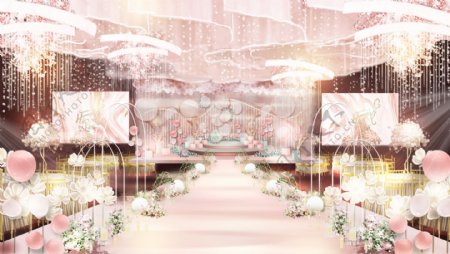 香槟色舞台设计婚礼效果图室内婚礼设计