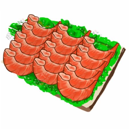 简笔食物虾子插画