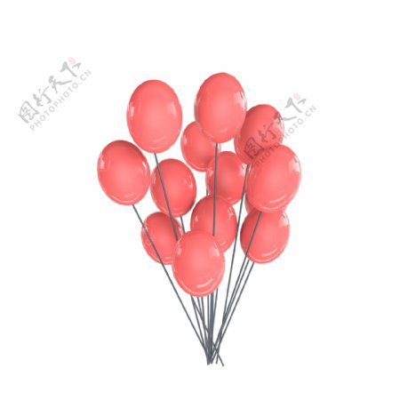 3D纯色气球生日礼物生日元素