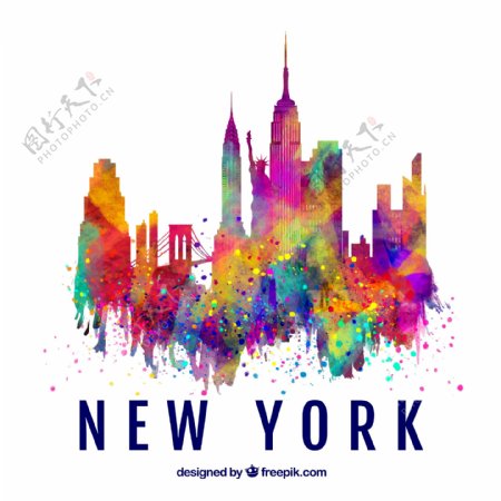 抽象彩绘纽约建筑