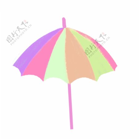 清新彩色雨伞装饰元素
