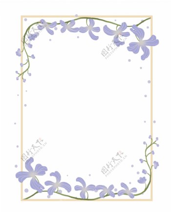 扁平小清新紫色花朵边框