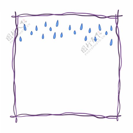 线条蓝色雨滴边框