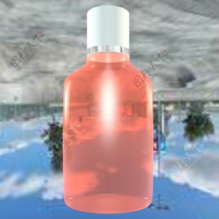 立体C4D透明瓶身化妆水护肤水洗护包装