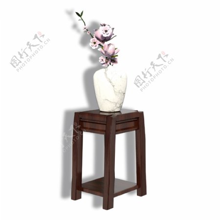 实木花台摆架瓷器花瓶