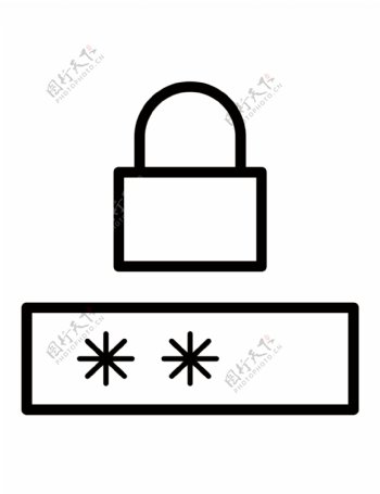 锁密码锁黑色线描图标