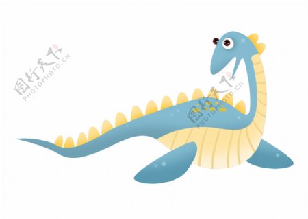 趴着的蓝色恐龙插图