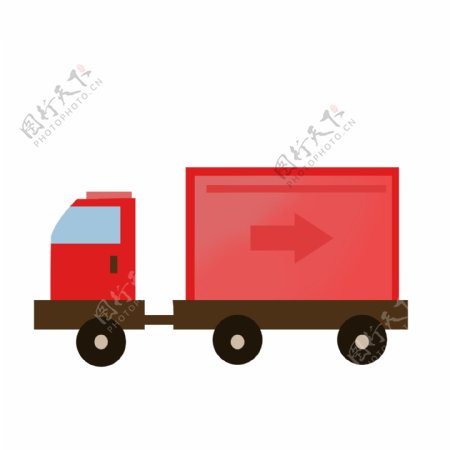 红色的卡车装饰插画