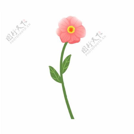粉色可爱水彩花卉卡通透明素材