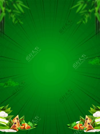 绿色竹叶端午粽子背景