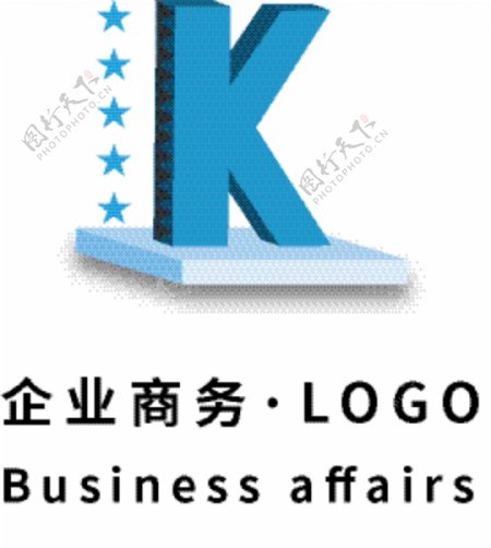企业商务通用LOGO模版蓝色字母K变形