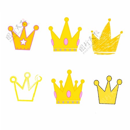 王冠黄色卡通皇冠手绘
