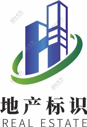 蓝色大气简洁房地产企业logo