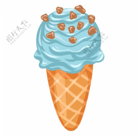 蓝色带巧克力的冰激凌