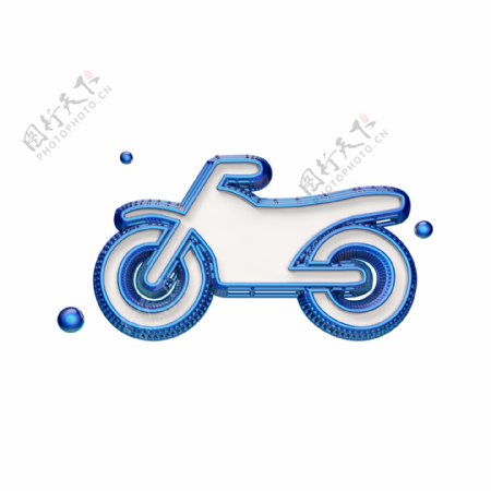 C4D蓝色摩托车图标