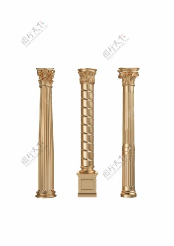 欧式金色罗马柱装饰元素