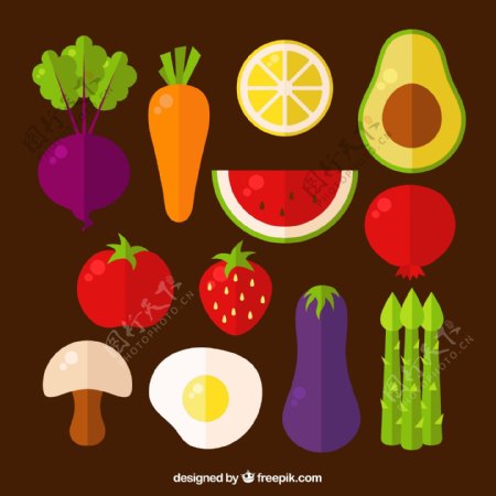 12款扁平化蔬菜和水果