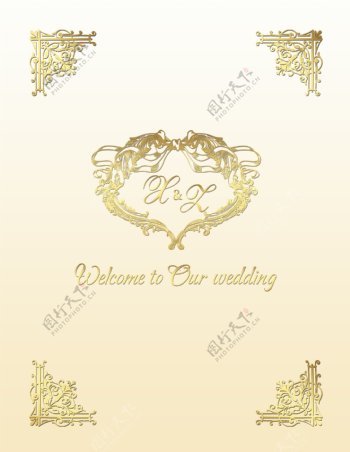 欧式香槟金色主题舞台婚礼海报