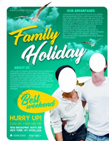家庭度假旅游海报