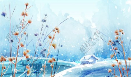 高清创意手绘卡通冬季插画风景