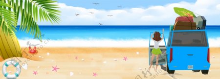 夏日海滩旅游海报banner