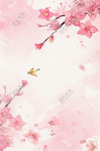 中国风粉色海报背景