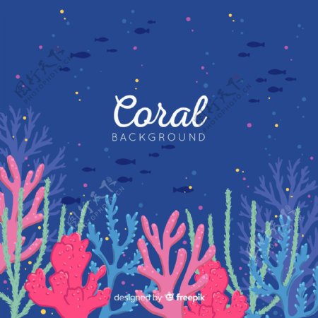 彩色海底珊瑚风景背景