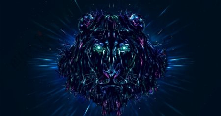彩色抽象狮头插画背景