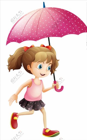 撑雨伞的儿童