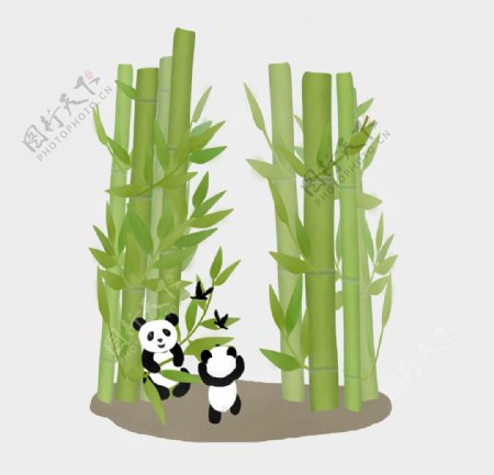 竹子竹叶熊猫素材元素