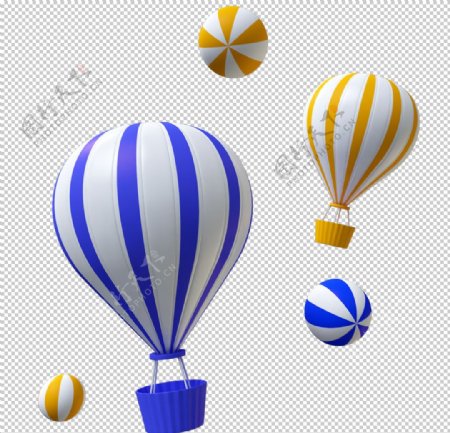 热气球气球蓝色立体海报素材