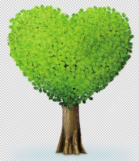创意爱心绿树免抠元素