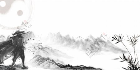 中国风江湖山水背景