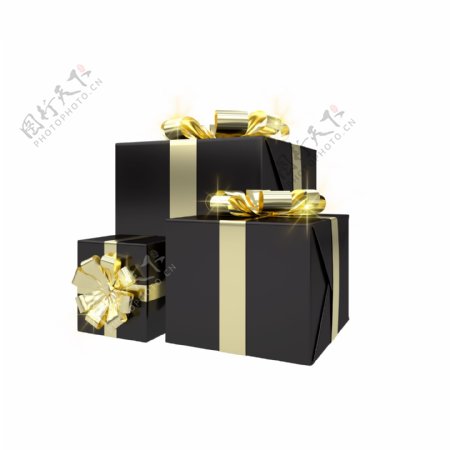 黑金庆典礼品盒免抠元素