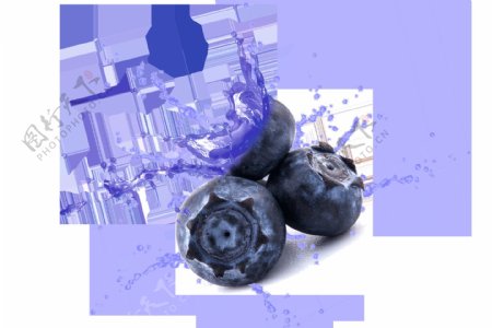 蓝莓水果飞溅夏季海报背景素材
