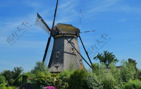 荷兰风车磨坊建筑景观