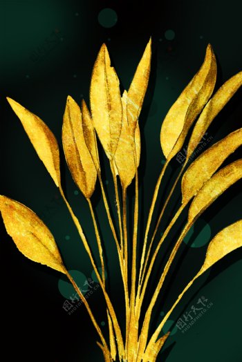 金色植物装饰画