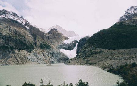 湖面山峰自然生态清新背景素材