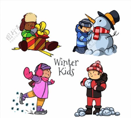 冬季玩耍儿童图片