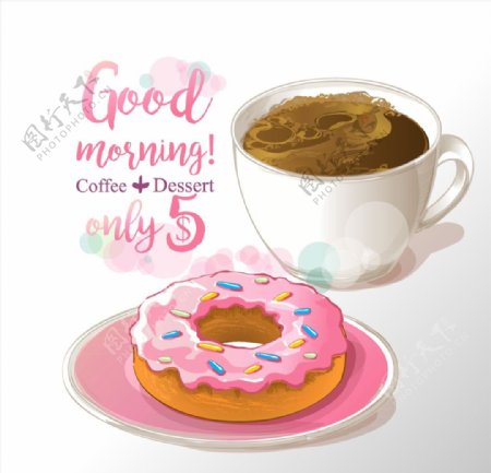 甜甜圈和咖啡海报图片