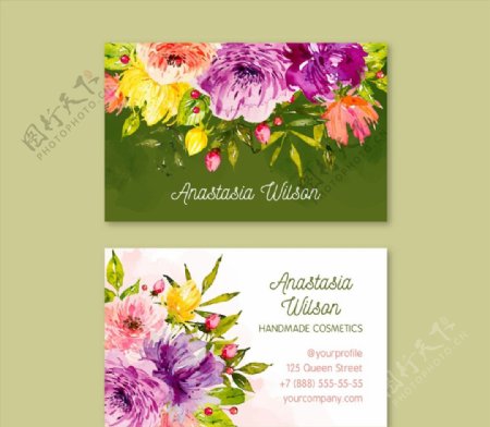 花卉商务名片图片