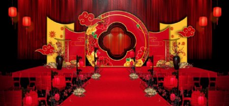 中式婚礼舞台效果图图片