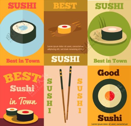 创意寿司海报矢量图片