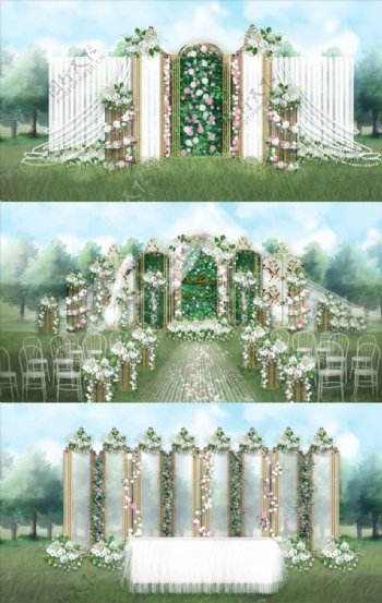 绿色户外婚礼图片