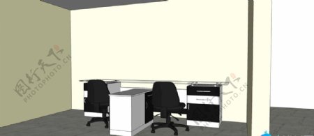 SU办公室桌椅模型图片