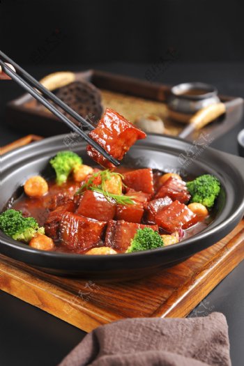 红烧肉美食食材背景海报素材图片