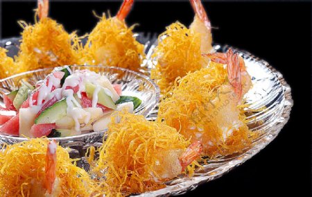 粤菜广东菜海鲜水果沙拉虾图片