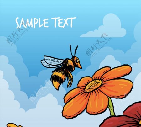 采蜜的蜜蜂矢量圖片