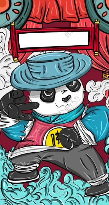 熊猫国潮插画图片