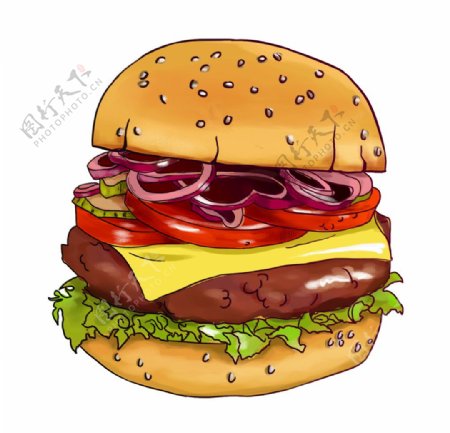 美食汉堡插画素材图片
